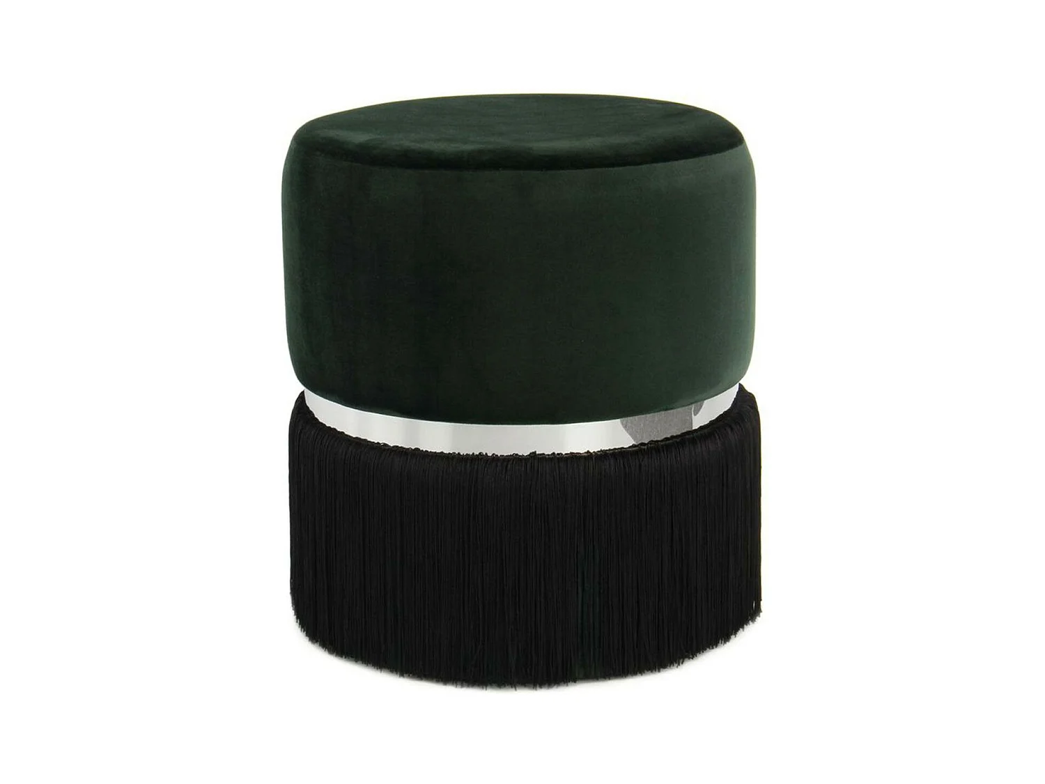 Pouf Rond Bicolore "Rebecca" 44cm Vert & Noir