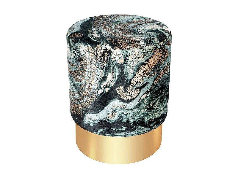 Pouf Design Marbré "Gipsy" 46cm Vert Foncé