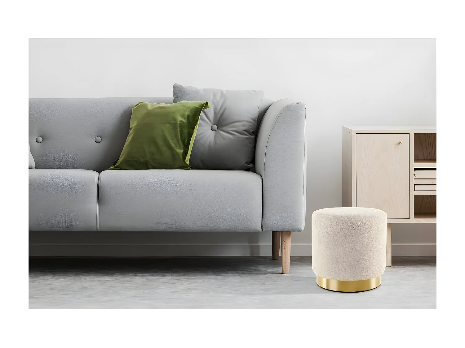 Pouf Rond Design "Gipsy" 35cm Ivoire