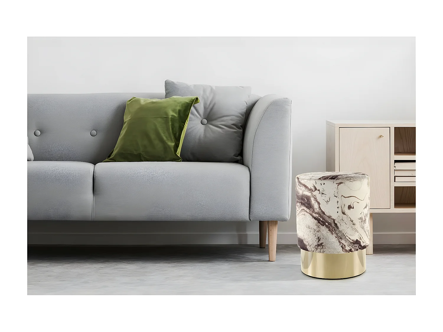 Pouf Design Marbré "Gipsy" 46cm Bronze