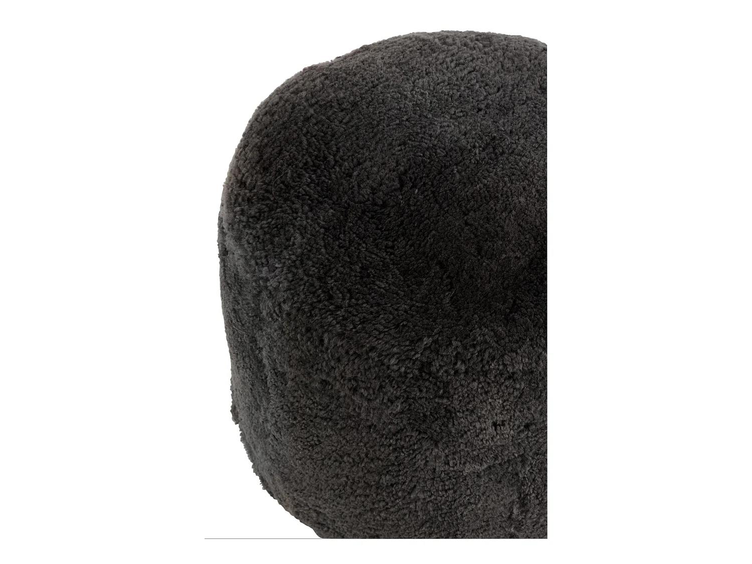 Mojo puf redondo de borreguillo gris oscuro D 57 cm