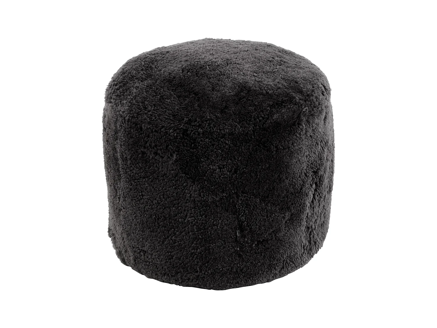 Pouf Rond Déco "Peau de Mouton" 45cm Gris Foncé