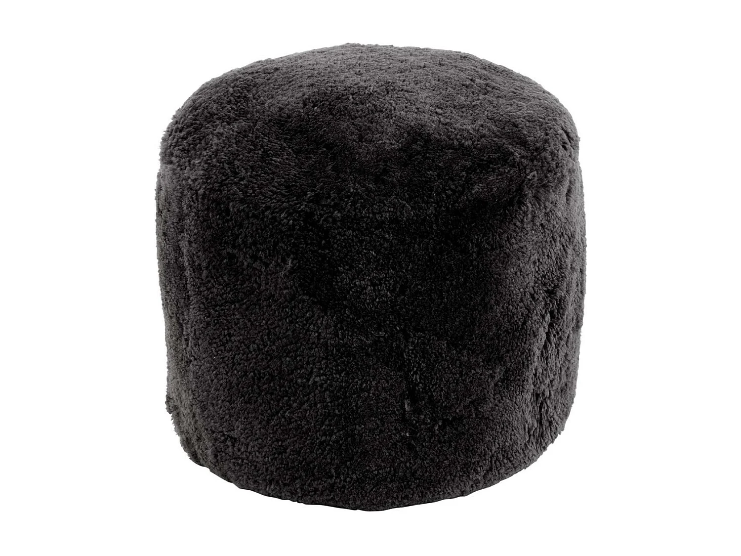 Pouf in pelle di pecora rotondo grigio scuro 57 cm