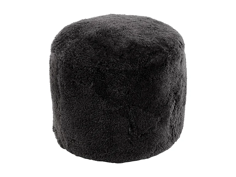 Pouf Rond Déco "Peau de Mouton" 45cm Gris Foncé