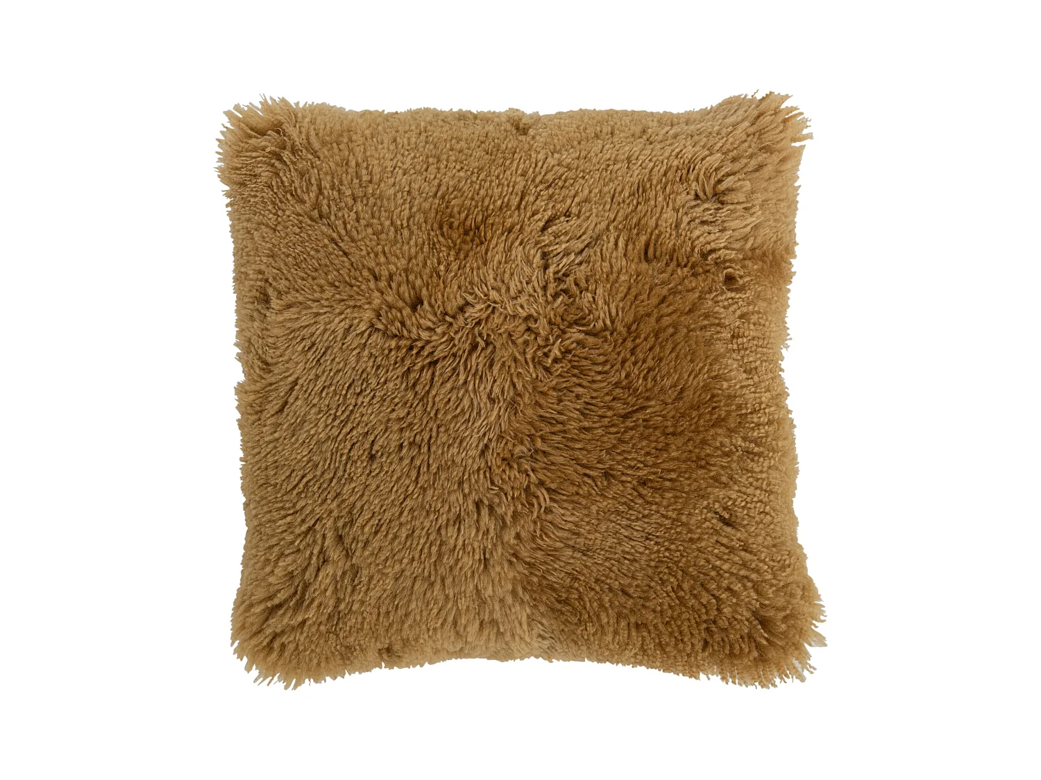 Marina oker schapenvacht vierkant kussen 40 x 40 cm