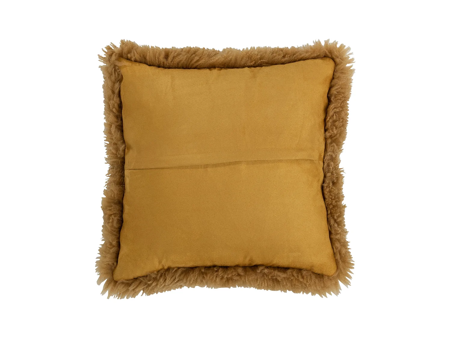 Marina oker schapenvacht vierkant kussen 40 x 40 cm
