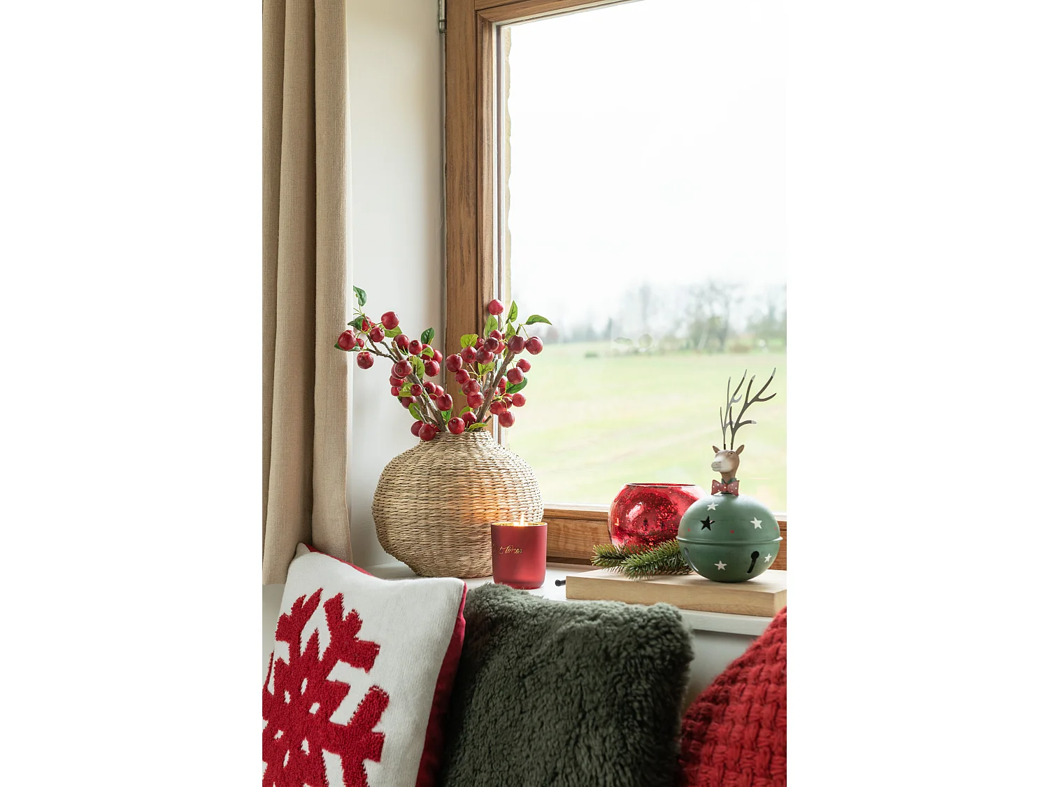 Cojín cuadrado de piel de oveja verde cristiano 40 x 40 cm