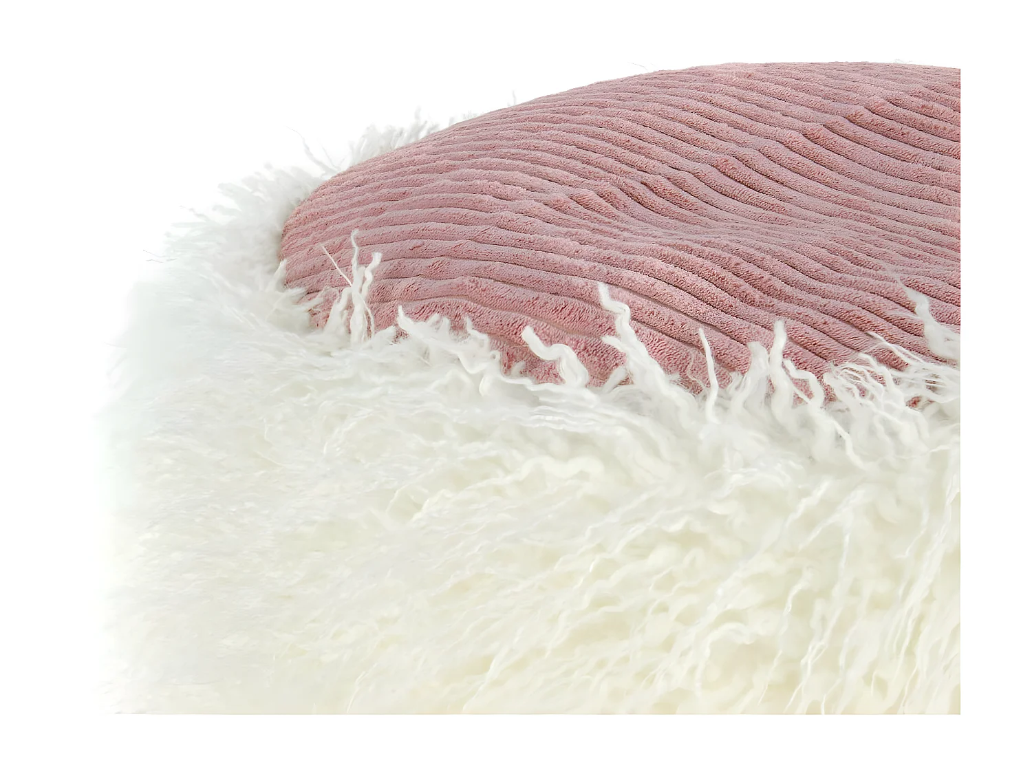 Pouf Rond Imitation Fourrure "Bobtail" 45cm Blanc