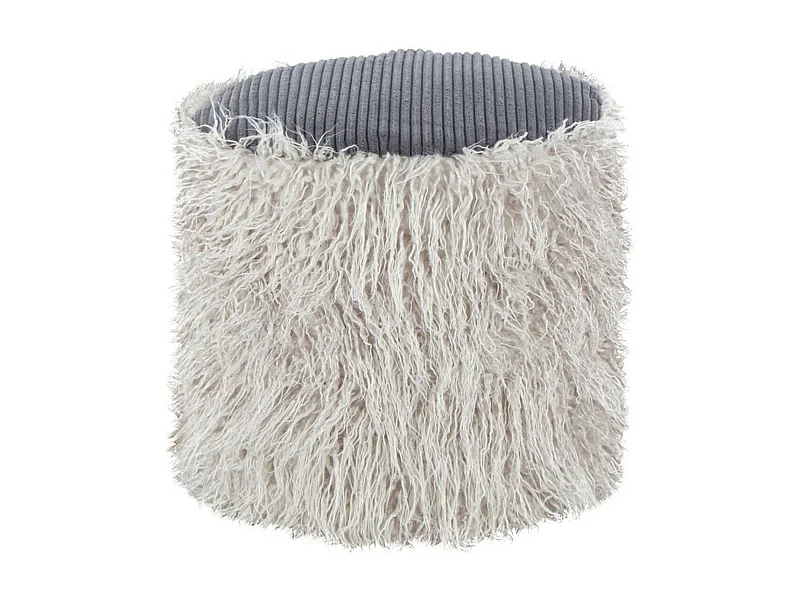 Pouf Rond Imitation Fourrure "Bobtail" 45cm Gris Clair