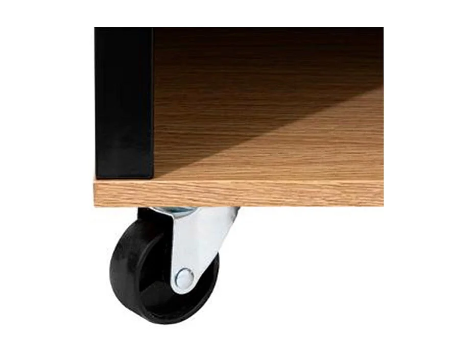 Ilot de Cuisine "Rangement" 108cm Naturel & Noir