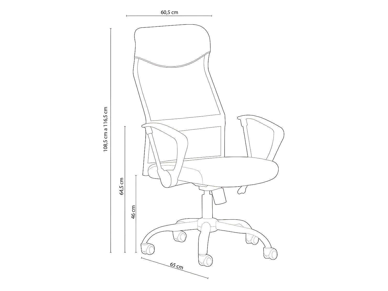 Silla de oficina Mega Negro Polipiel - Negro 3D