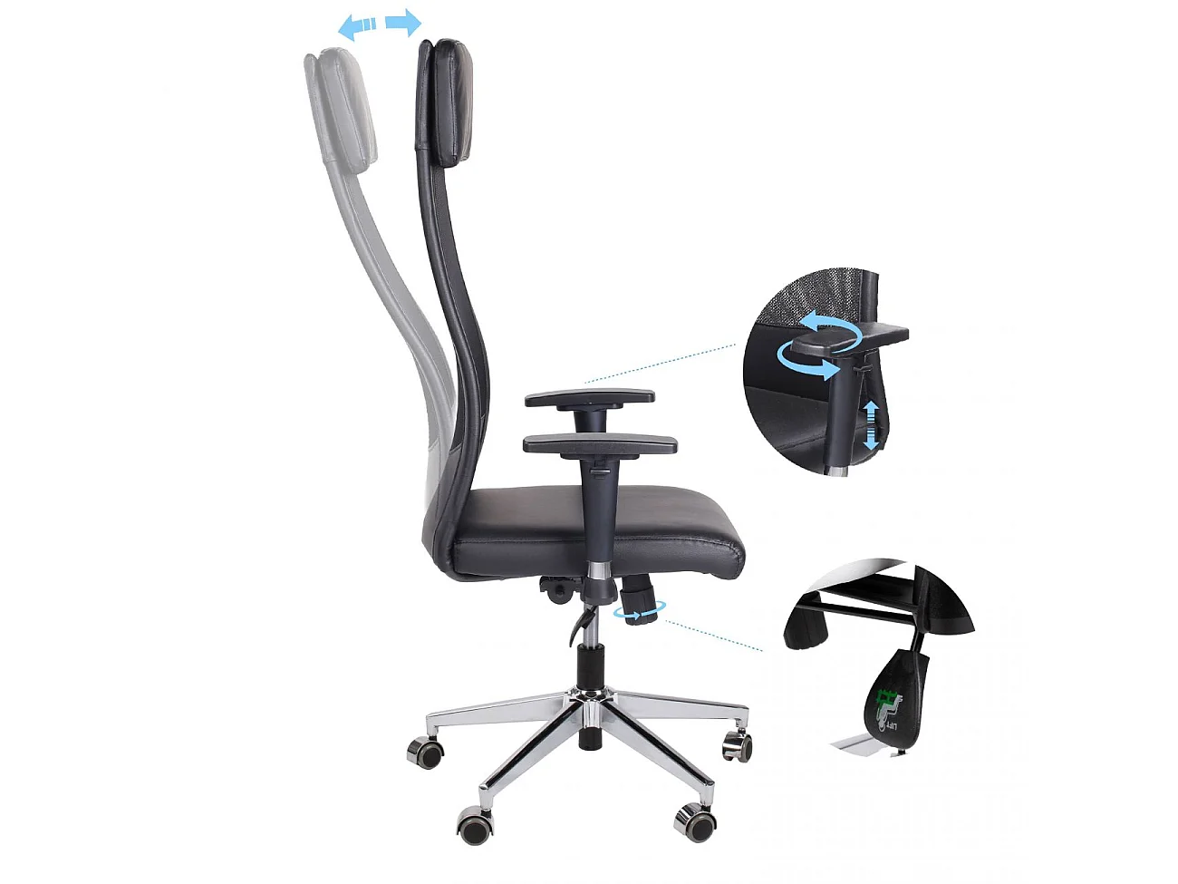 Silla de oficina con respaldo transpirable en negro 120-128x65 cm Airflow Negro
