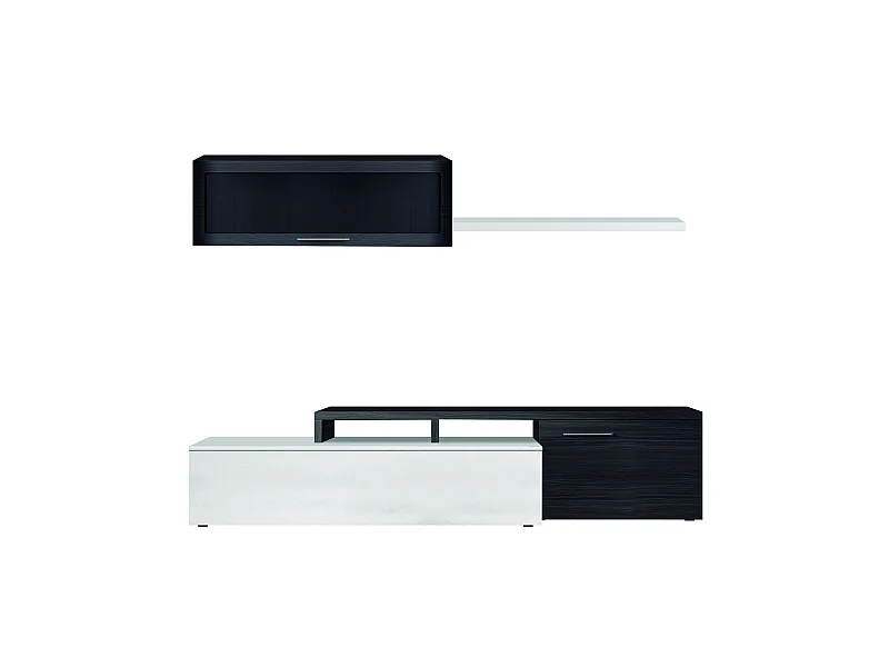 Meuble de salle à manger Nexo - Gris cendré et Blanc brillant