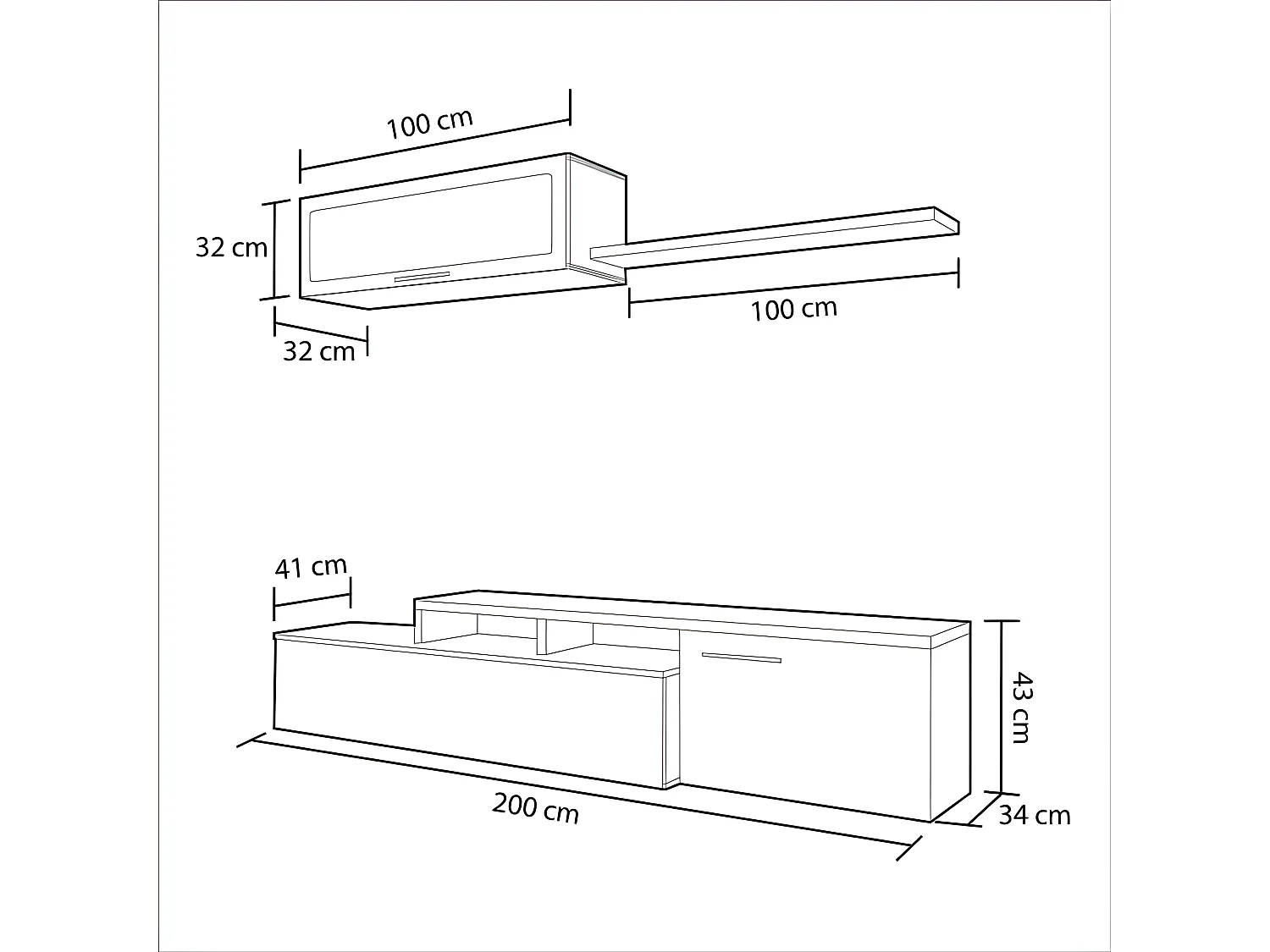 Meuble de salle à manger Nexo - Gris cendré et Blanc brillant