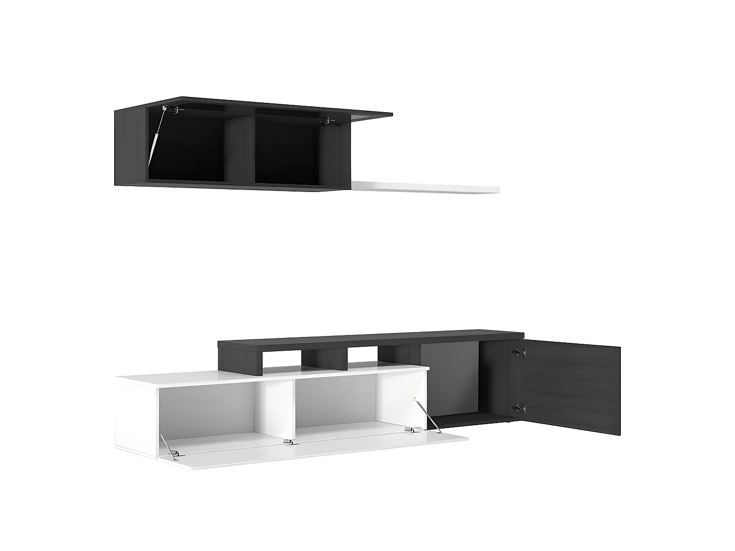 Meuble de salle à manger Nexo - Gris cendré et Blanc brillant