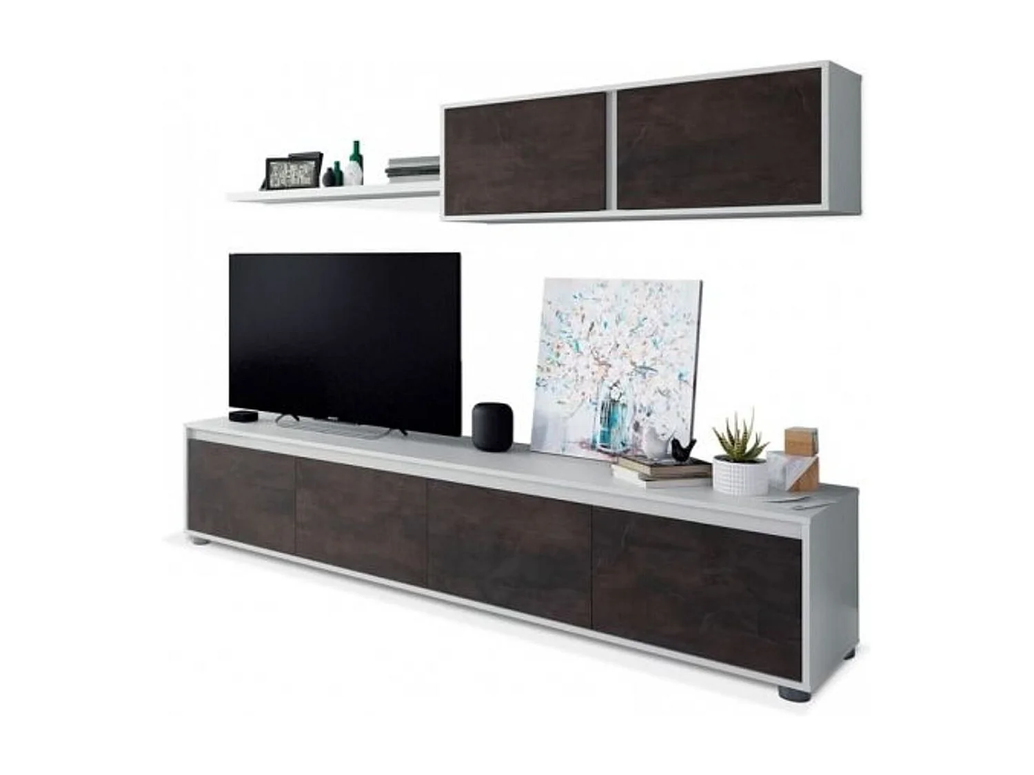 Parete attrezzata soggiorno moderna mobile TV pensile mensola sala pranzo salotto OSSIDO+BIANCO 200 X 41 X 43 cm - 0X6663A