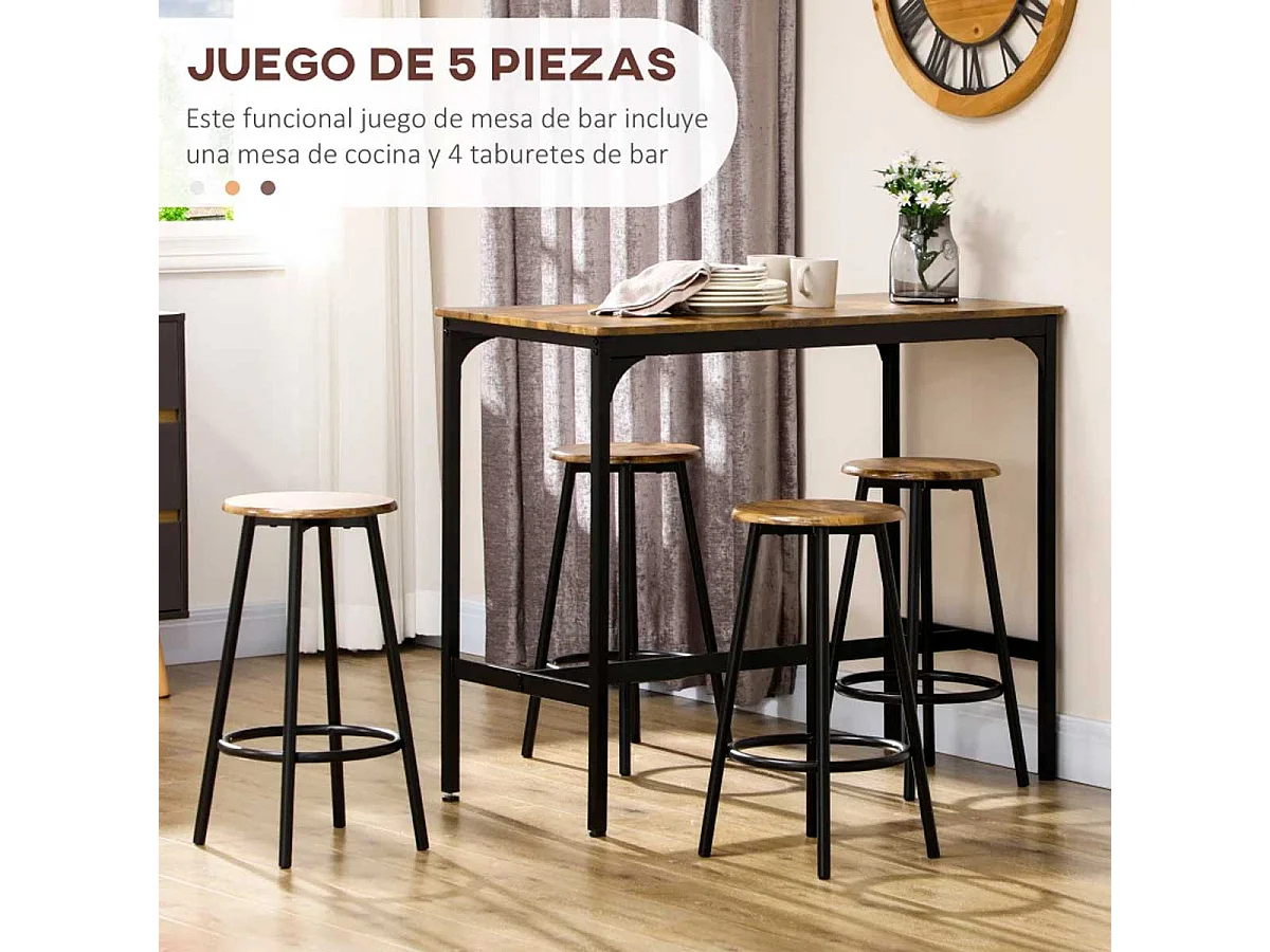 Conjunto de bar marrón rústico 110x50x89.5 cm HOMCOM