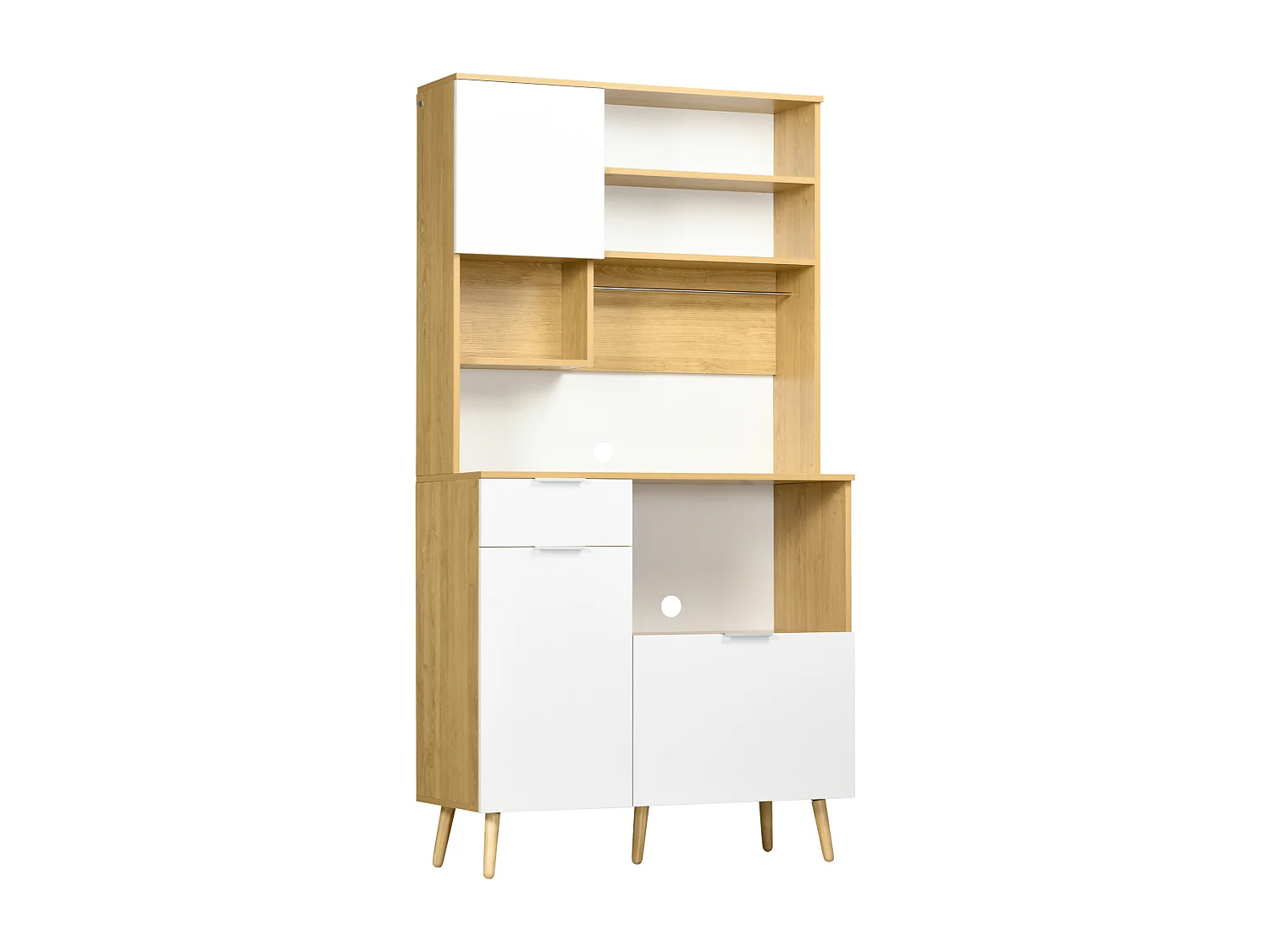 Alacena de cocina natural y blanco 93x40x180 cm HOMCOM