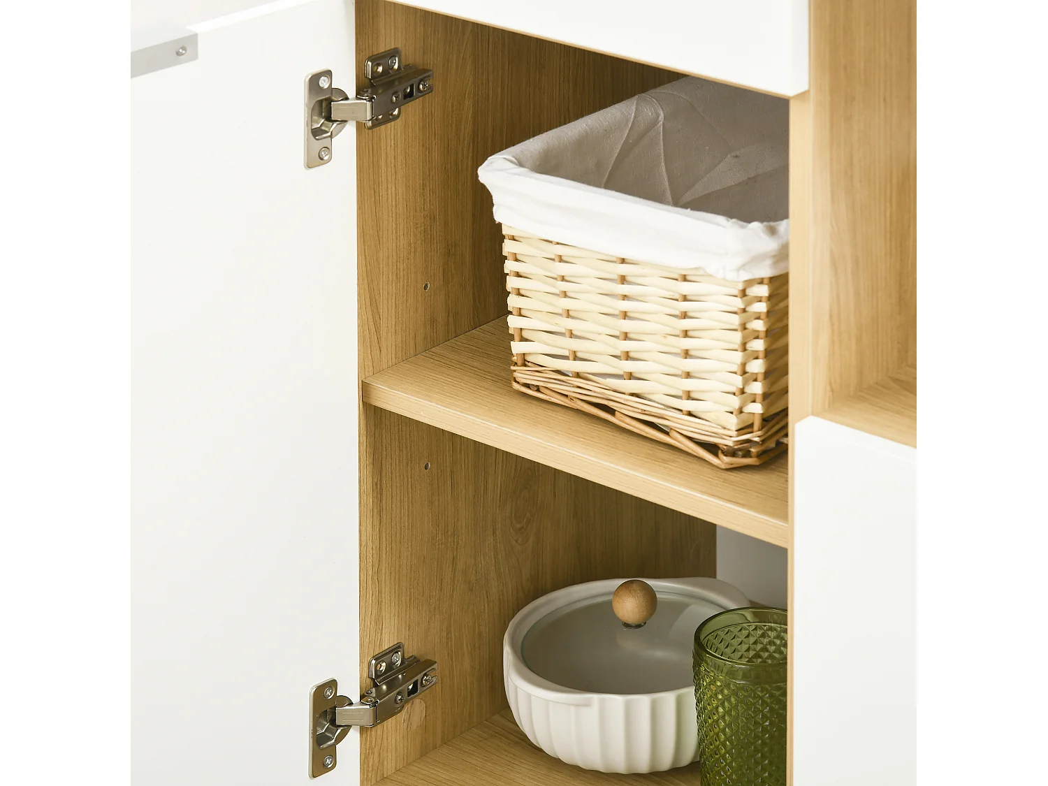 Alacena de cocina natural y blanco 93x40x180 cm HOMCOM