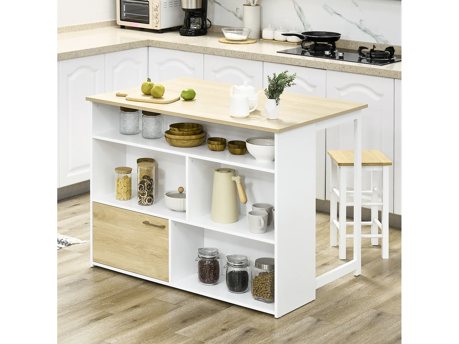 Mesa de bar blanco 116x79.5x91 cm HOMCOM