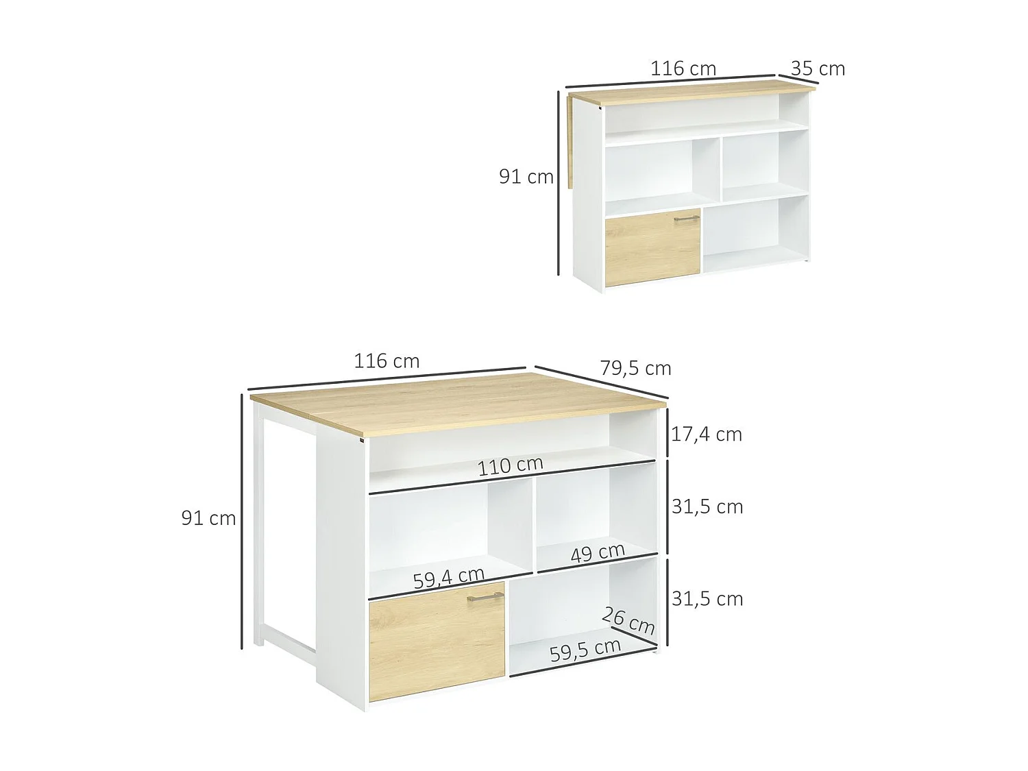 Mesa de bar blanco 116x79.5x91 cm HOMCOM