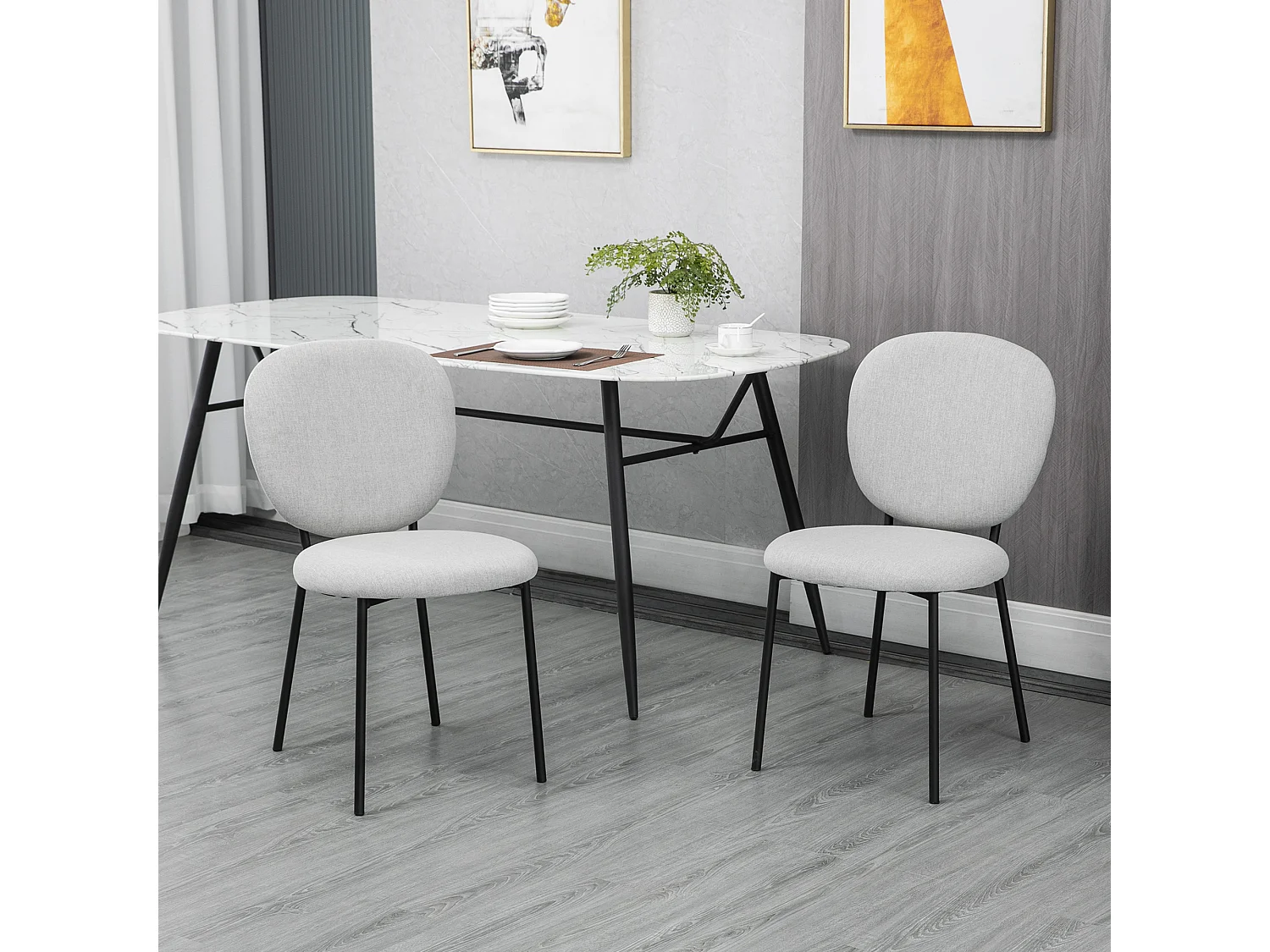 Sillas de comedor gris claro 46x59x82 cm HOMCOM