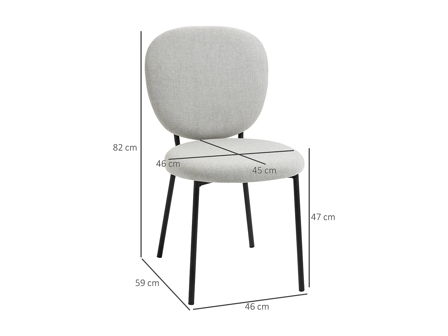 Sillas de comedor gris claro 46x59x82 cm HOMCOM