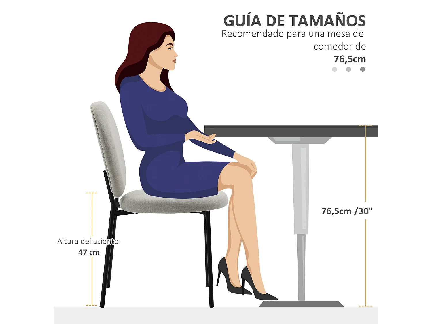 Sillas de comedor gris claro 46x59x82 cm HOMCOM