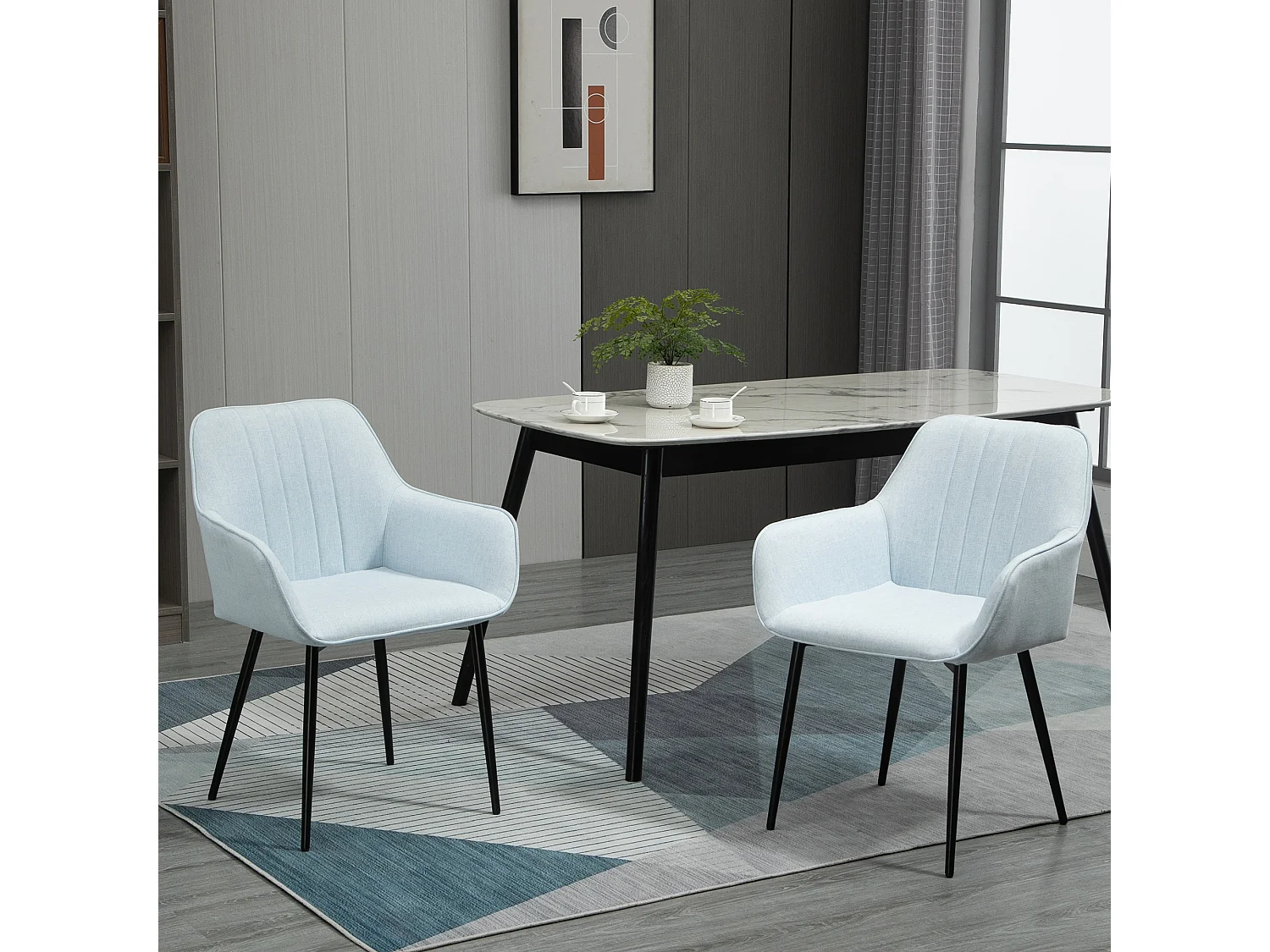 Juego de 2 sillas de comedor azul 59.5x56.5x81 cm HOMCOM