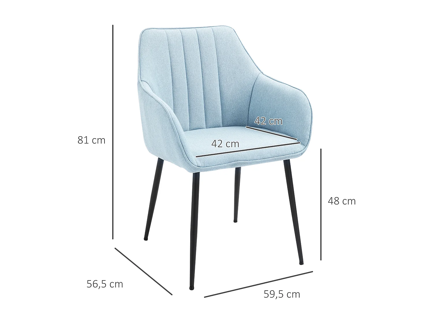 Juego de 2 sillas de comedor azul 59.5x56.5x81 cm HOMCOM