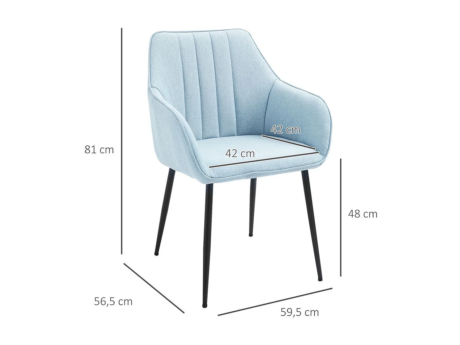 Juego de 2 sillas de comedor azul 59.5x56.5x81 cm HOMCOM