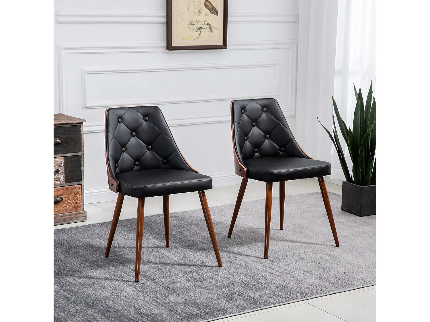 Sillas de comedor negro 50.5x59x82 cm HOMCOM