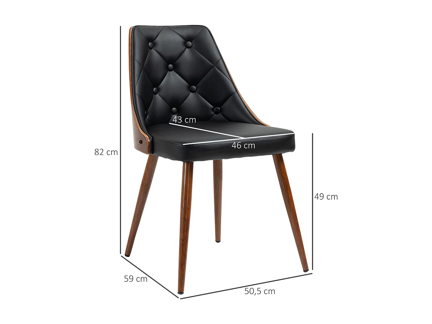 Sillas de comedor negro 50.5x59x82 cm HOMCOM