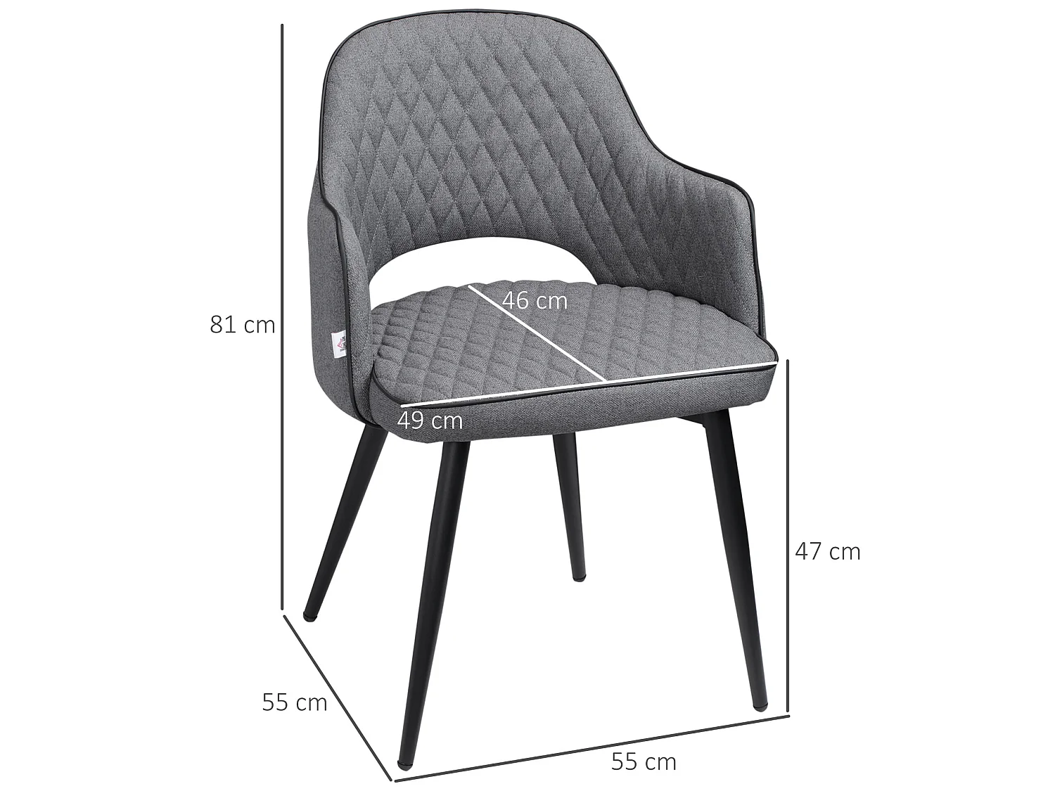 Sillas de comedor gris 55x55x81 cm HOMCOM