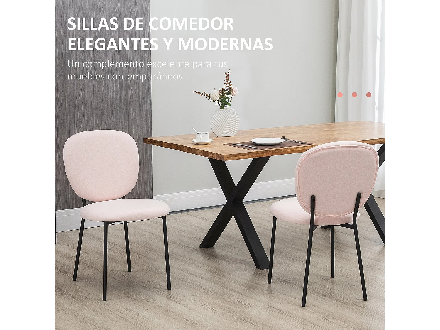 Sillas de comedor rosa 46x59x82 cm HOMCOM