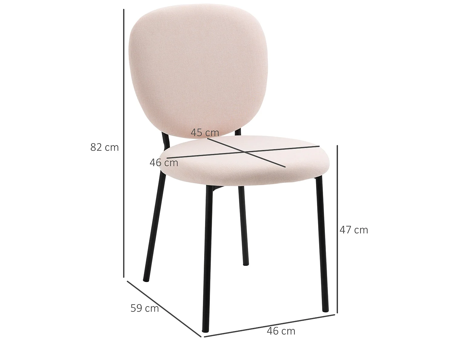 Sillas de comedor rosa 46x59x82 cm HOMCOM