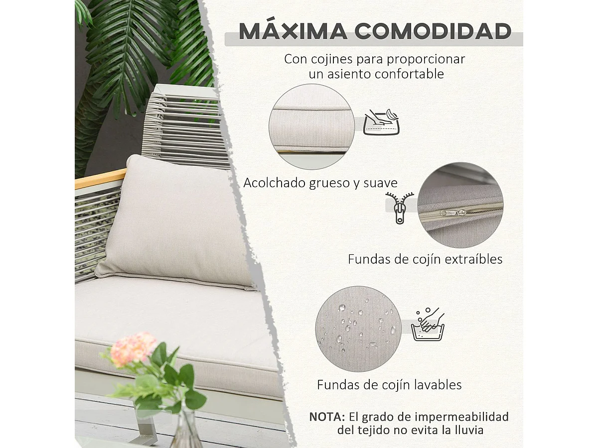 Conjunto de muebles de ratán gris 116x68.5x79 cm Outsunny