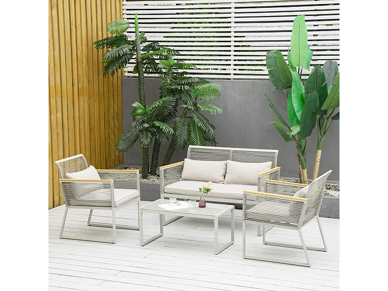 Conjunto de muebles de ratán gris 116x68.5x79 cm Outsunny