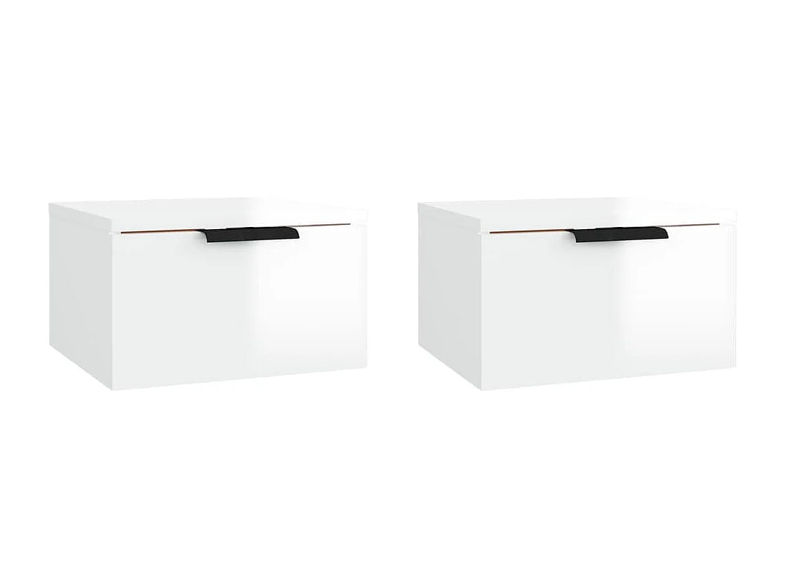 Comodini a Muro 2 pz Bianco Lucido 34x30x20 cm