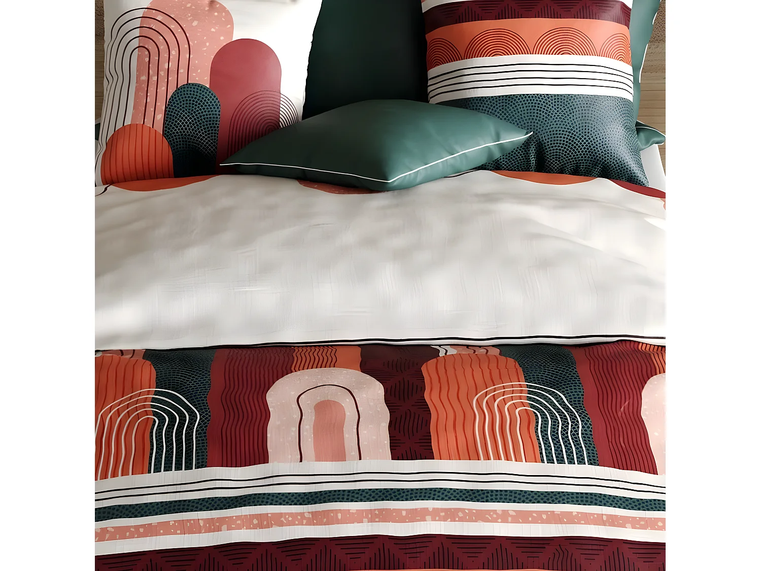 Housse de couette 240x260 cm + 2 taies d'oreiller carrées 100% Coton 57 fils Galyo