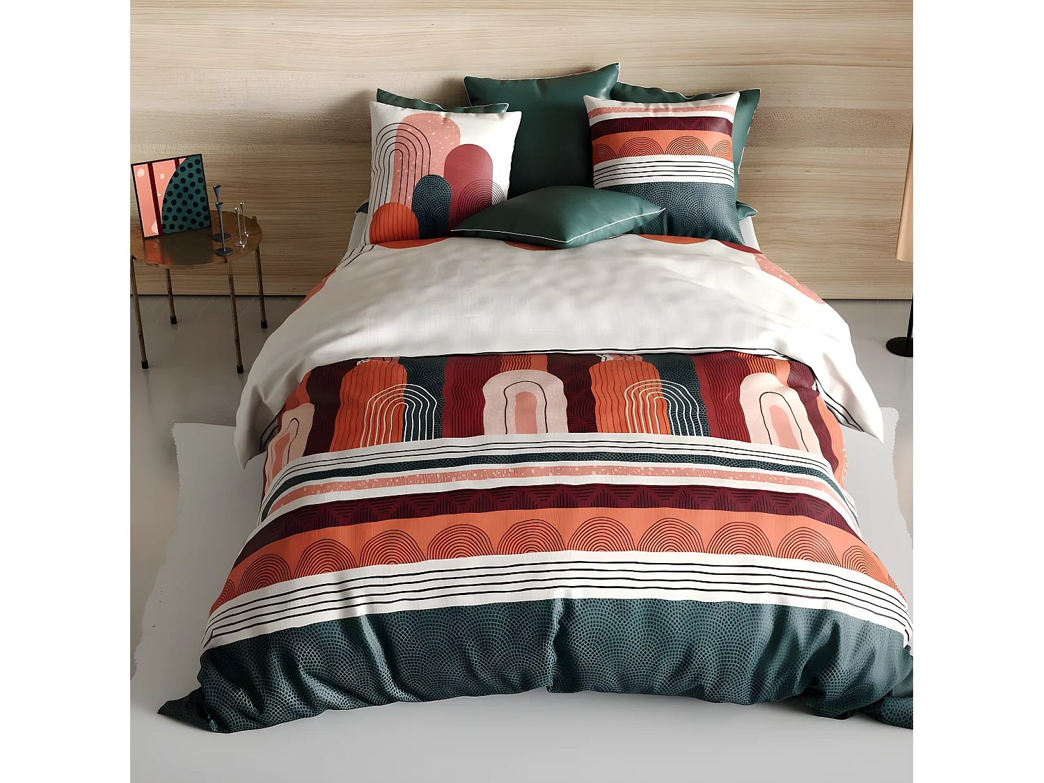 Housse de couette 240x260 cm + 2 taies d'oreiller carrées 100% Coton 57 fils Galyo