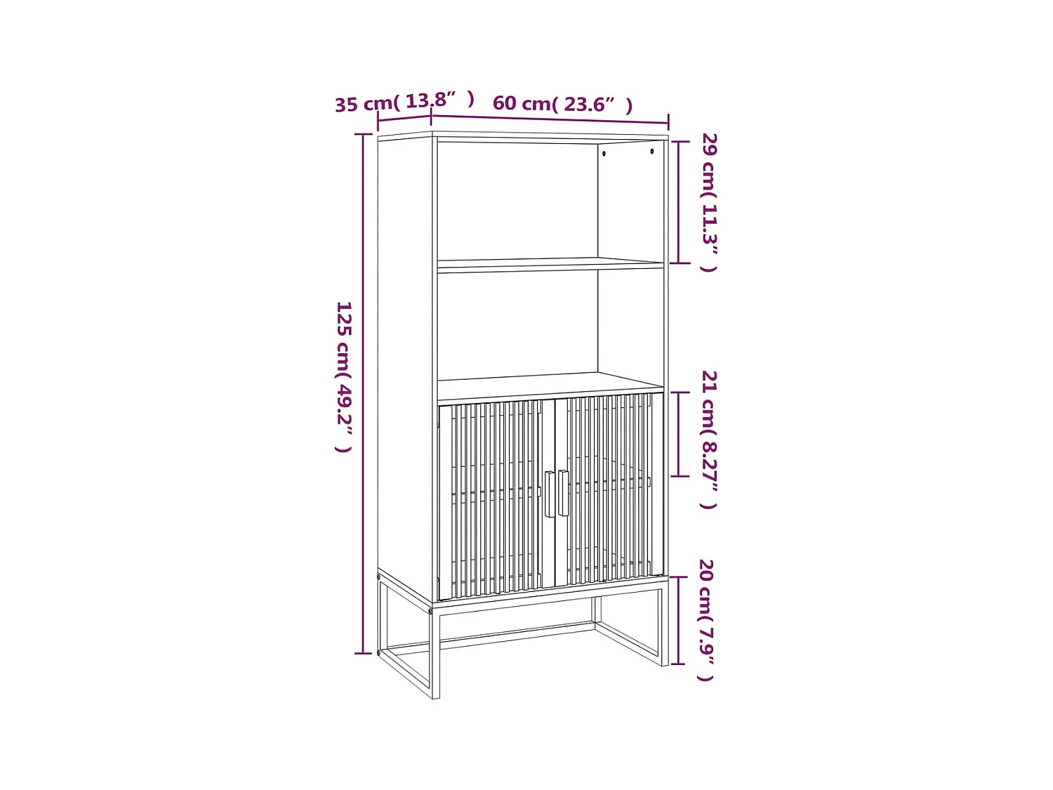 Buffet blanc 60x35x125 cm bois d'ingénierie