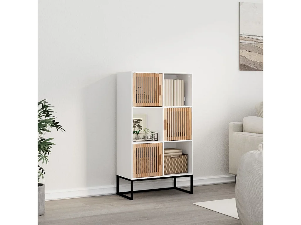 Buffet haut blanc 70x35x125 cm bois d'ingénierie