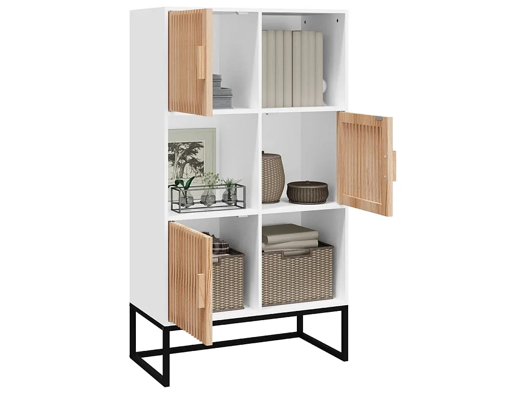 Buffet haut blanc 70x35x125 cm bois d'ingénierie