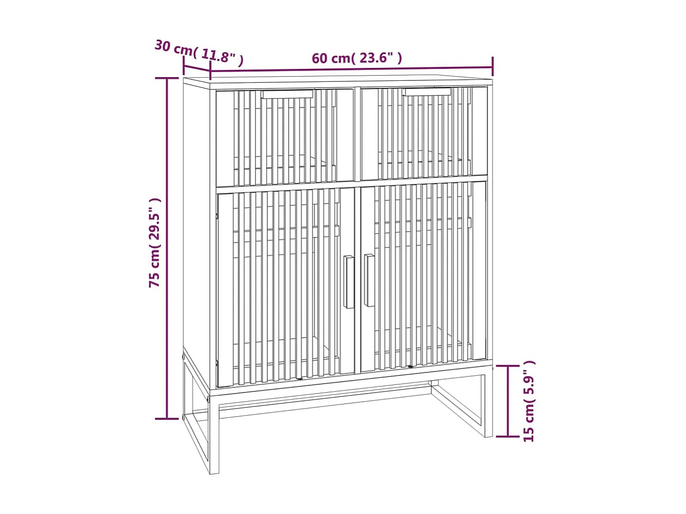 Aparador 60x30x75 cm derivados de madeira preto