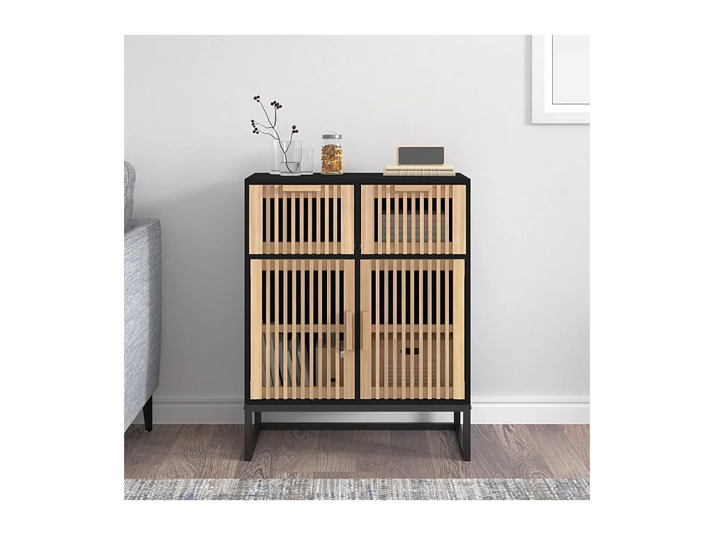 Buffet noir 60x30x75 cm bois d'ingénierie