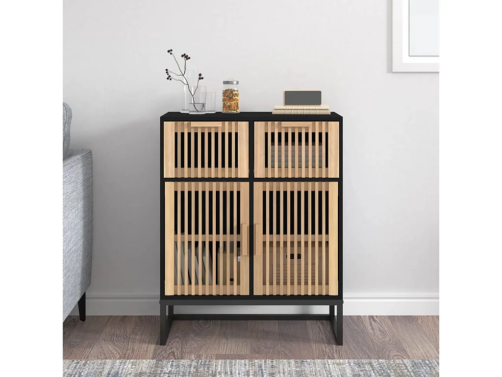 Buffet noir 60x30x75 cm bois d'ingénierie