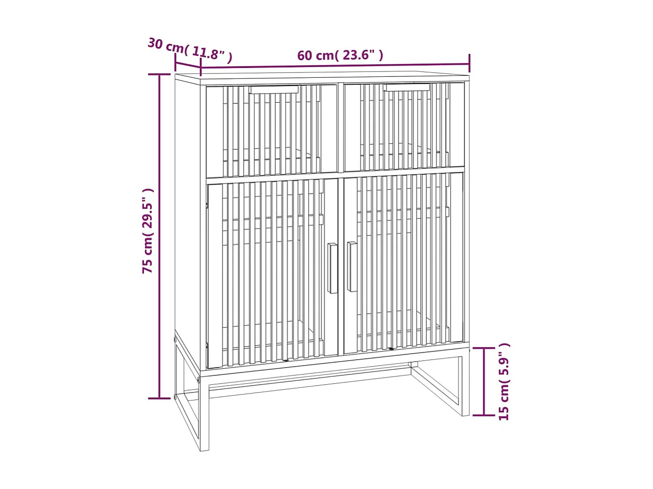 Aparador de madera contrachapada blanco 60x30x75 cm