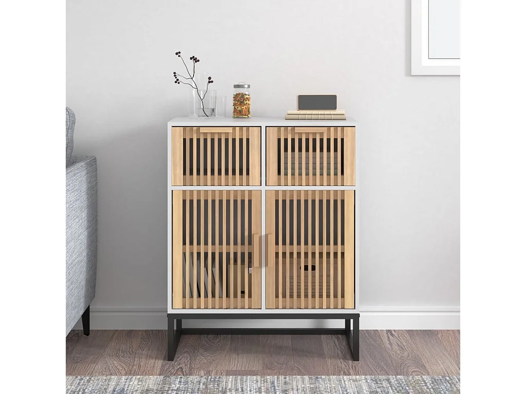 Buffet blanc 60x30x75 cm bois d'ingénierie