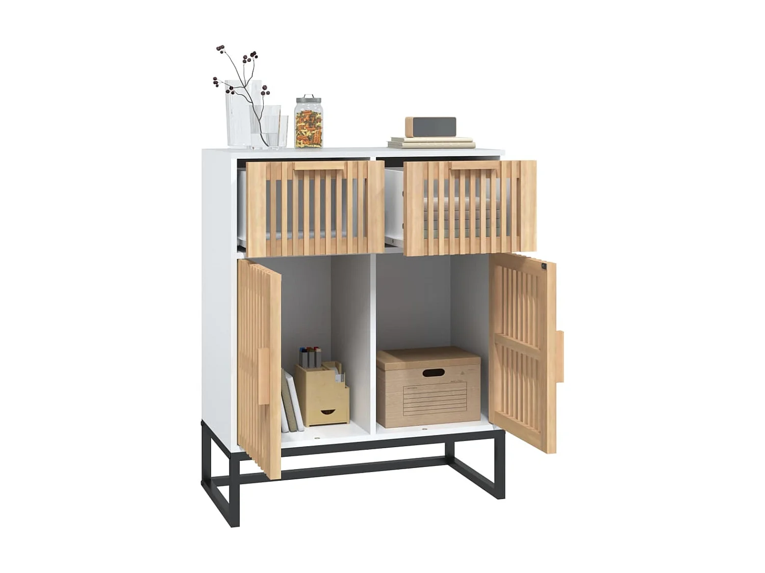 Buffet blanc 60x30x75 cm bois d'ingénierie